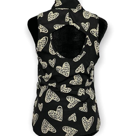 Kiss & Cry Button Up Shirt Blouse Women's XS Black Animal Print Lightweight Sexy - Picture 6 of 6